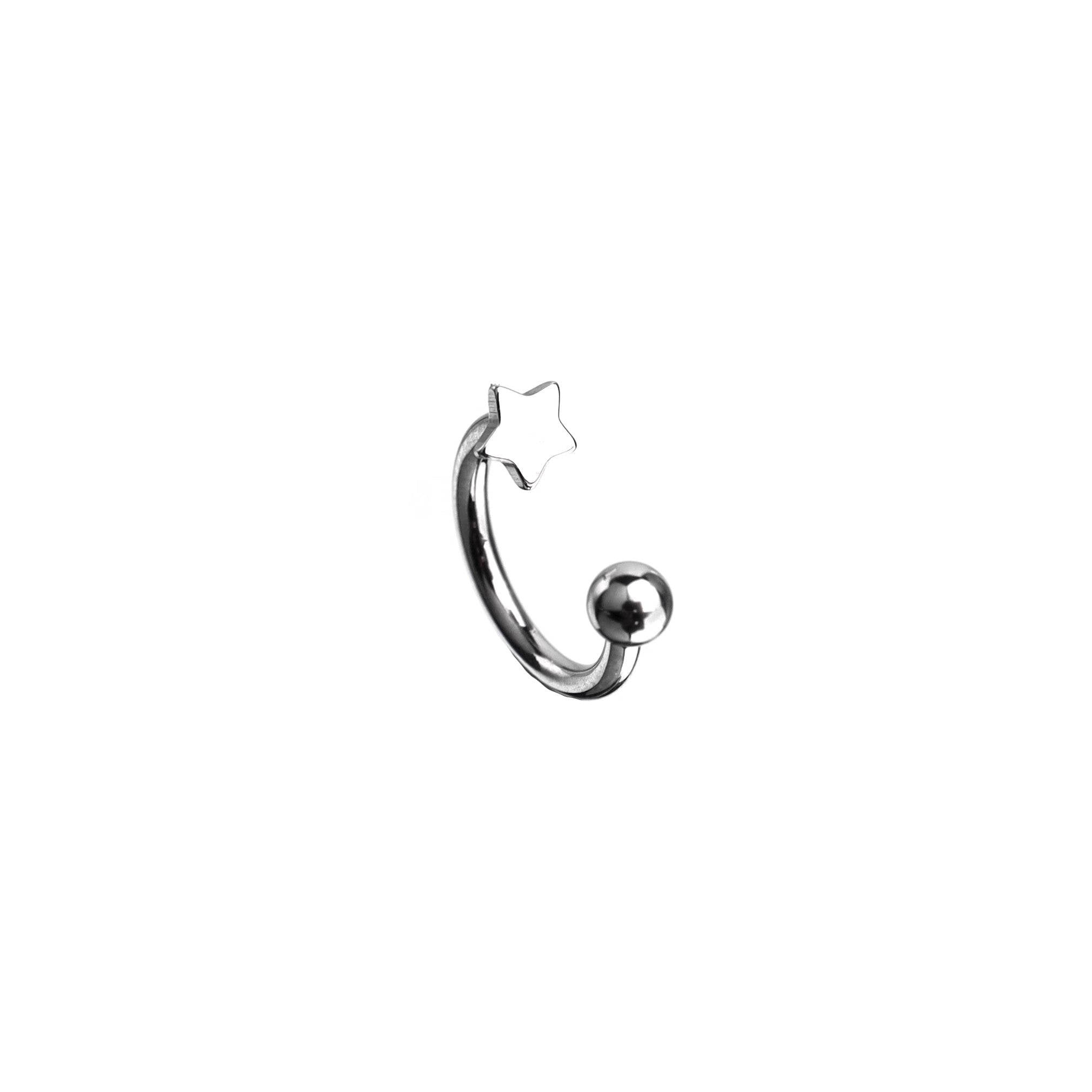 16G Star Titanium Internally Threaded Horseshoe Ring - 16G Star Titanium Internally Threaded Horseshoe Ring - Sliver / 6 mm by CRUXJEWELRY