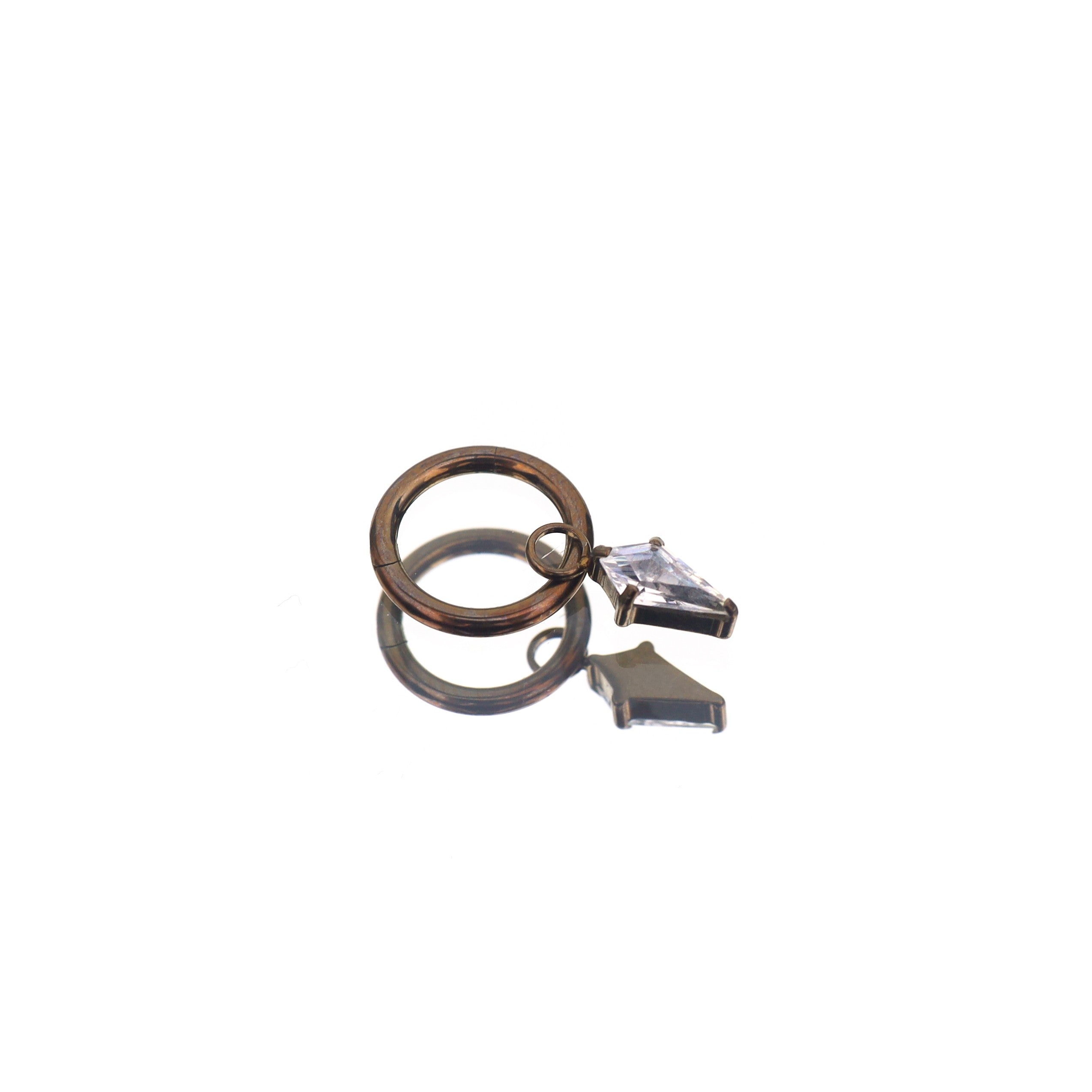 Rhombic CZ Pendant Titanium Segment Hoop - Rhombic CZ Pendant Titanium Segment Hoop - Brown / 6mm by CRUXJEWELRY