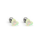 Rainbow Heart Crystal Stainless Steel Ear Studs - Rainbow Heart Crystal Stainless Steel Ear Studs - Yellow / 0.8mm/20G by CRUXJEWELRY