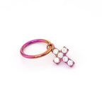 Cross Pendant CZ Titanium Ear Segment Hoop - Cross Pendant CZ Titanium Ear Segment Hoop - Pink-Purple Gradient / 6mm by CRUXJEWELRY