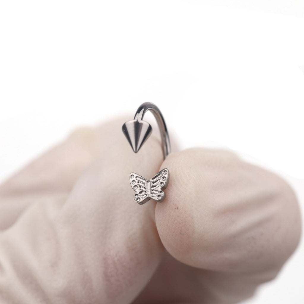 Butterfly Tapered Titanium Horseshoe Ring - Butterfly Tapered Titanium Horseshoe Ring - 8 mm by CRUXJEWELRY