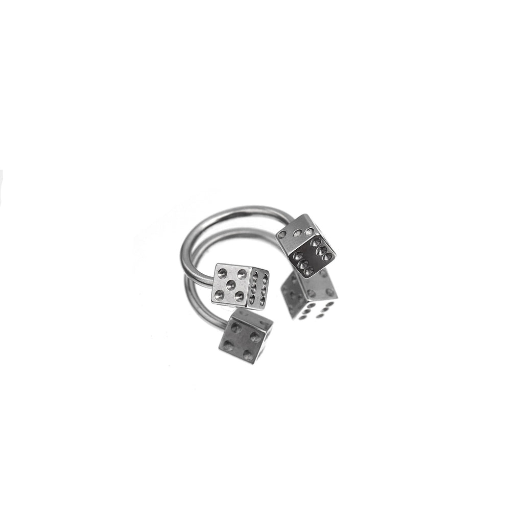 Externally Threaded Dice Stainless Steel Horseshoe Ring - Externally Threaded Dice Stainless Steel Horseshoe Ring - 8mm by CRUXJEWELRY