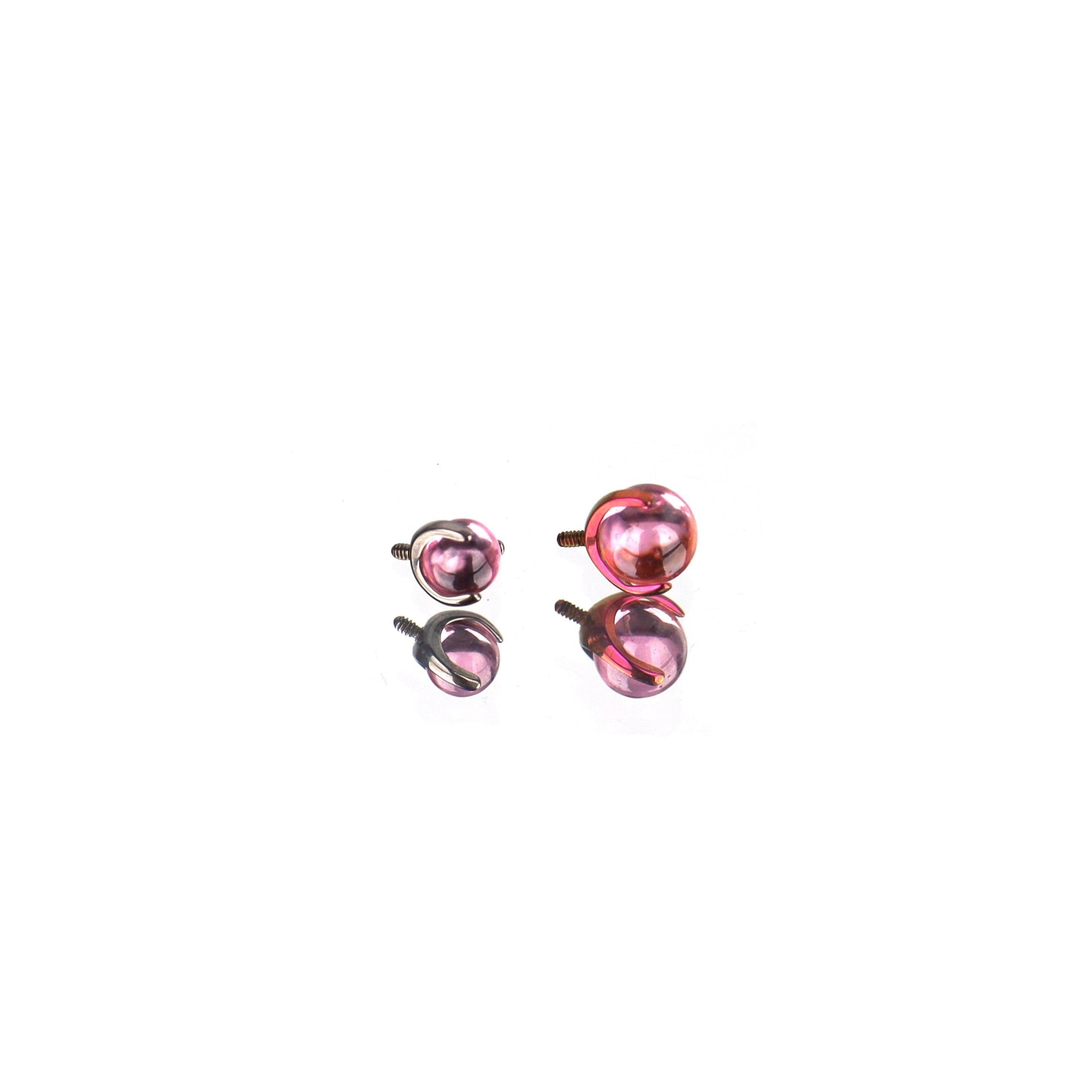 Rainbow CZ Basic ball Titanium Internally Threaded barbell stud - Rainbow CZ Basic ball Titanium Internally Threaded barbell stud - Pink / 4mm / 10mm by CRUXJEWELRY