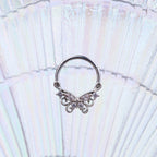Butterfly CZ stainless steel Septum Ring - Butterfly CZ stainless steel Septum Ring - 8 mm by CRUXJEWELRY