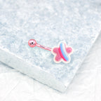 Pink Cherry Blossom Star stainless steel Belly Ring - Pink Cherry Blossom Star stainless steel Belly Ring - Default Title by CRUXJEWELRY
