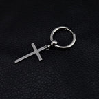 Minimalist Cross Pendant Stainless Steel Earrings - Minimalist Cross Pendant Stainless Steel Earrings - Single by CRUXJEWELRY