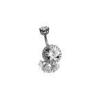 Sterling Silver Crystal Navel Ring - Sterling Silver Crystal Navel Ring - Single-Layer / 6mm by CRUXJEWELRY