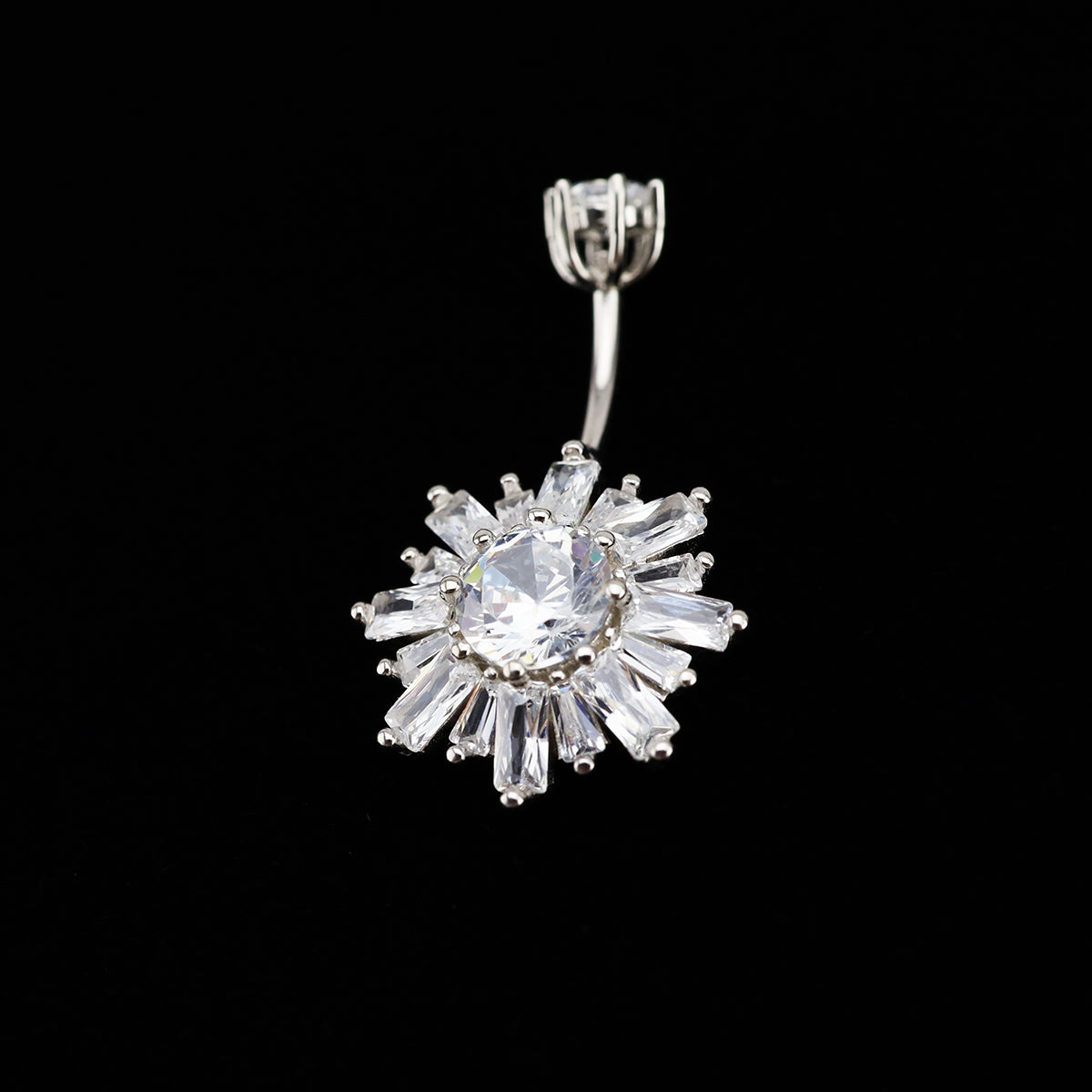 Sterling Silver Snowflake Navel Ring - Sterling Silver Snowflake Navel Ring - 6mm by CRUXJEWELRY