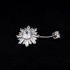 Sterling Silver Snowflake Navel Ring - Sterling Silver Snowflake Navel Ring - 6mm by CRUXJEWELRY