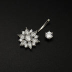 Sterling Silver Openwork Flower Navel Ring - Sterling Silver Openwork Flower Navel Ring - 6mm by CRUXJEWELRY
