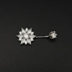 Sterling Silver Openwork Flower Navel Ring - Sterling Silver Openwork Flower Navel Ring - 6mm by CRUXJEWELRY