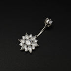 Sterling Silver Openwork Flower Navel Ring - Sterling Silver Openwork Flower Navel Ring - 6mm by CRUXJEWELRY