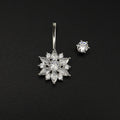 Sterling Silver Openwork Flower Navel Ring - Sterling Silver Openwork Flower Navel Ring - 6mm by CRUXJEWELRY