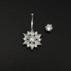 Sterling Silver Openwork Flower Navel Ring - Sterling Silver Openwork Flower Navel Ring - 6mm by CRUXJEWELRY