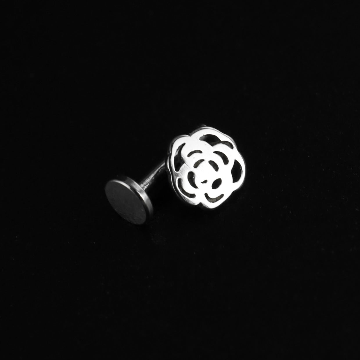 Internal Threaded Rose Heart Bat Dollar Sign Lip Ring - Internal Threaded Rose Heart Bat Dollar Sign Lip Ring - Rose / 6mm by CRUXJEWELRY