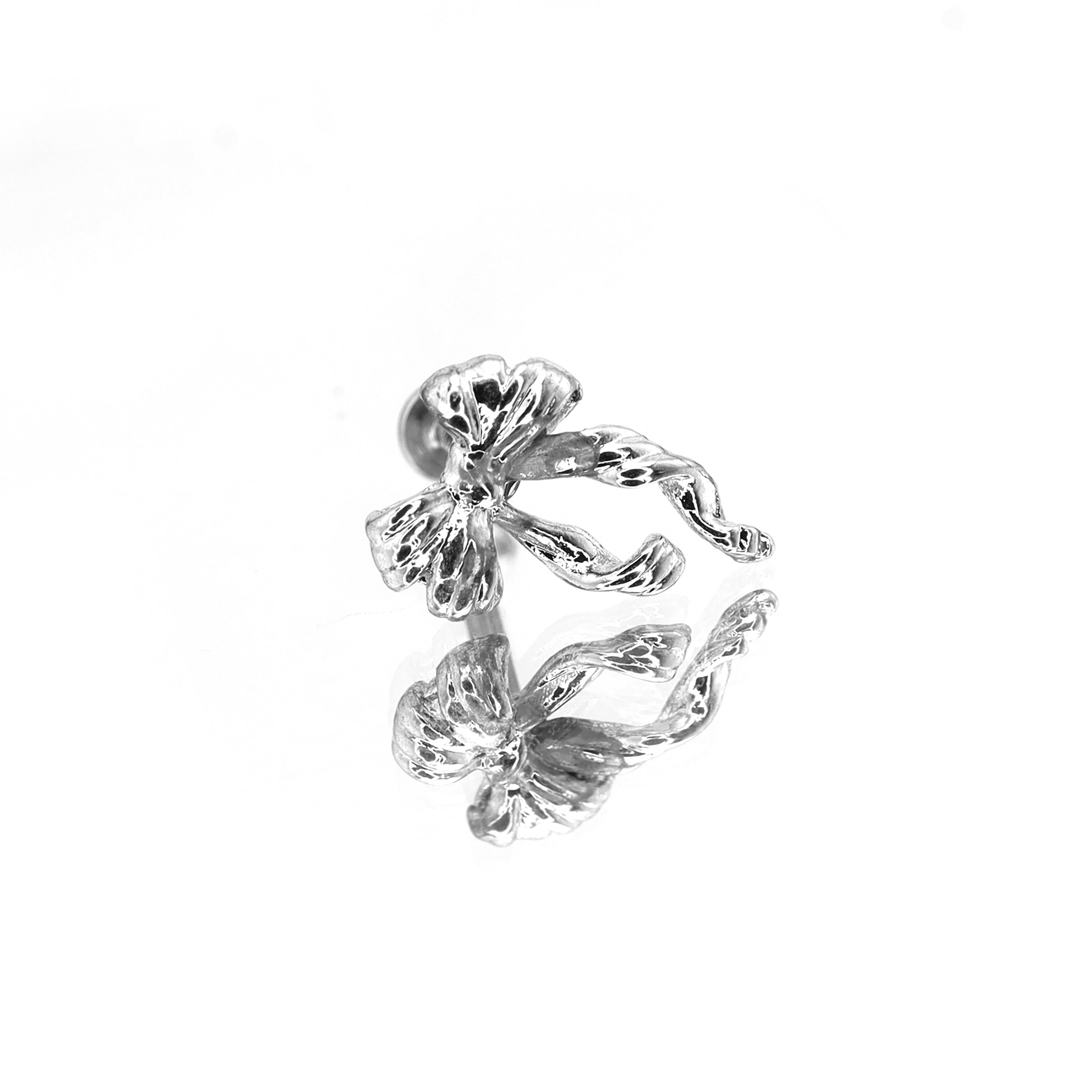 Bow Internally Threaded Stainless Steel Stud - Bow Internally Threaded Stainless Steel Stud - White / 6mm by CRUXJEWELRY