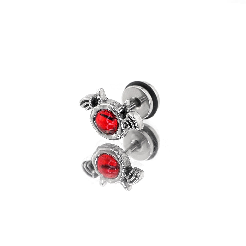 Red & Green Demon Wing stainless steel Ear Stud - Red & Green Demon Wing stainless steel Ear Stud - Red / Single by CRUXJEWELRY