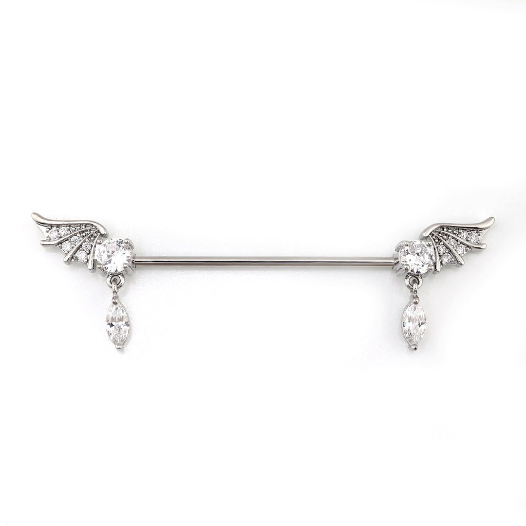 Wing CZ Pendant stainless steel Industrial Barbell - Wing CZ Pendant stainless steel Industrial Barbell - Default Title by CRUXJEWELRY