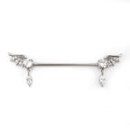 Wing CZ Pendant stainless steel Industrial Barbell - Wing CZ Pendant stainless steel Industrial Barbell - Default Title by CRUXJEWELRY