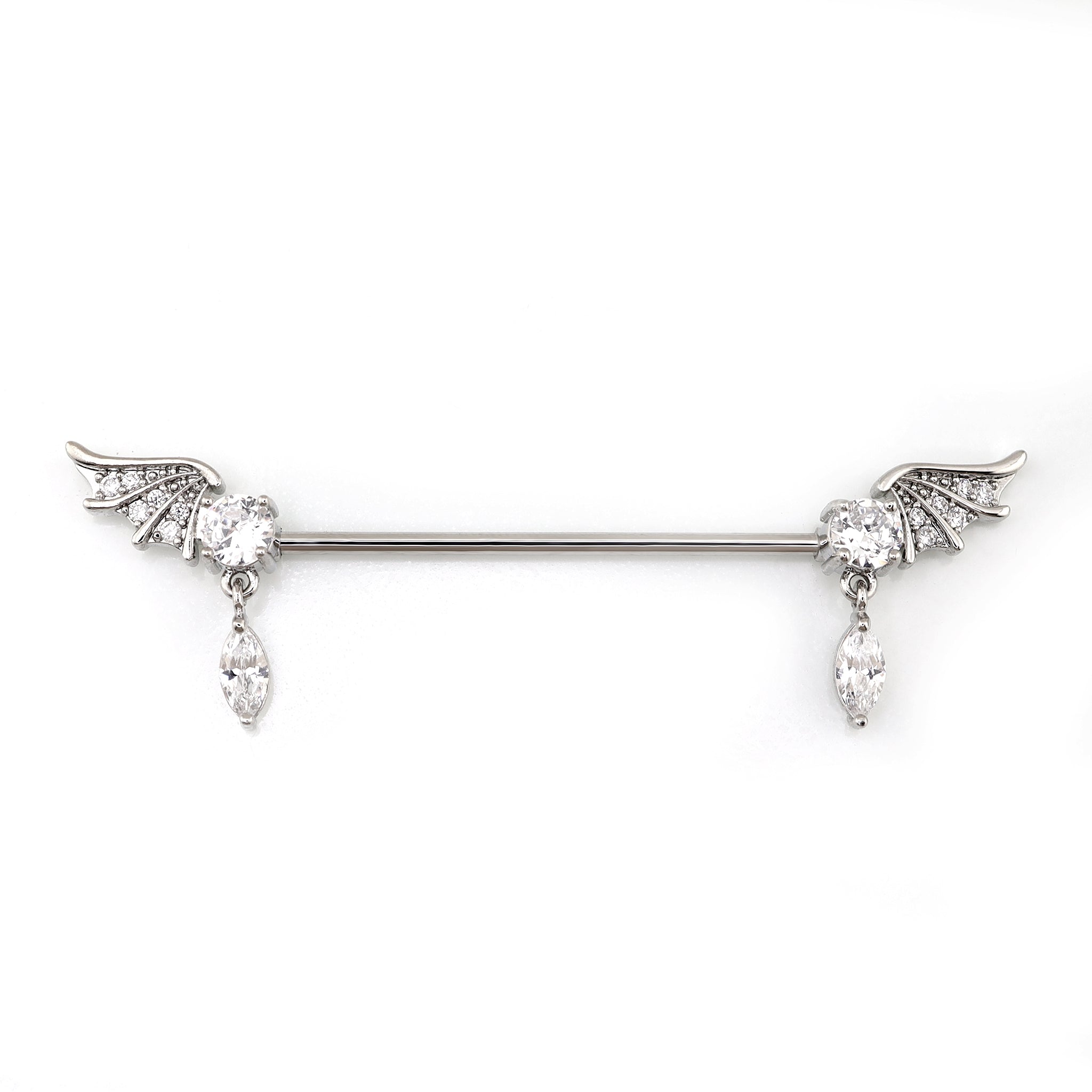 Wing CZ Pendant stainless steel Industrial Barbell - Wing CZ Pendant stainless steel Industrial Barbell - Default Title by CRUXJEWELRY