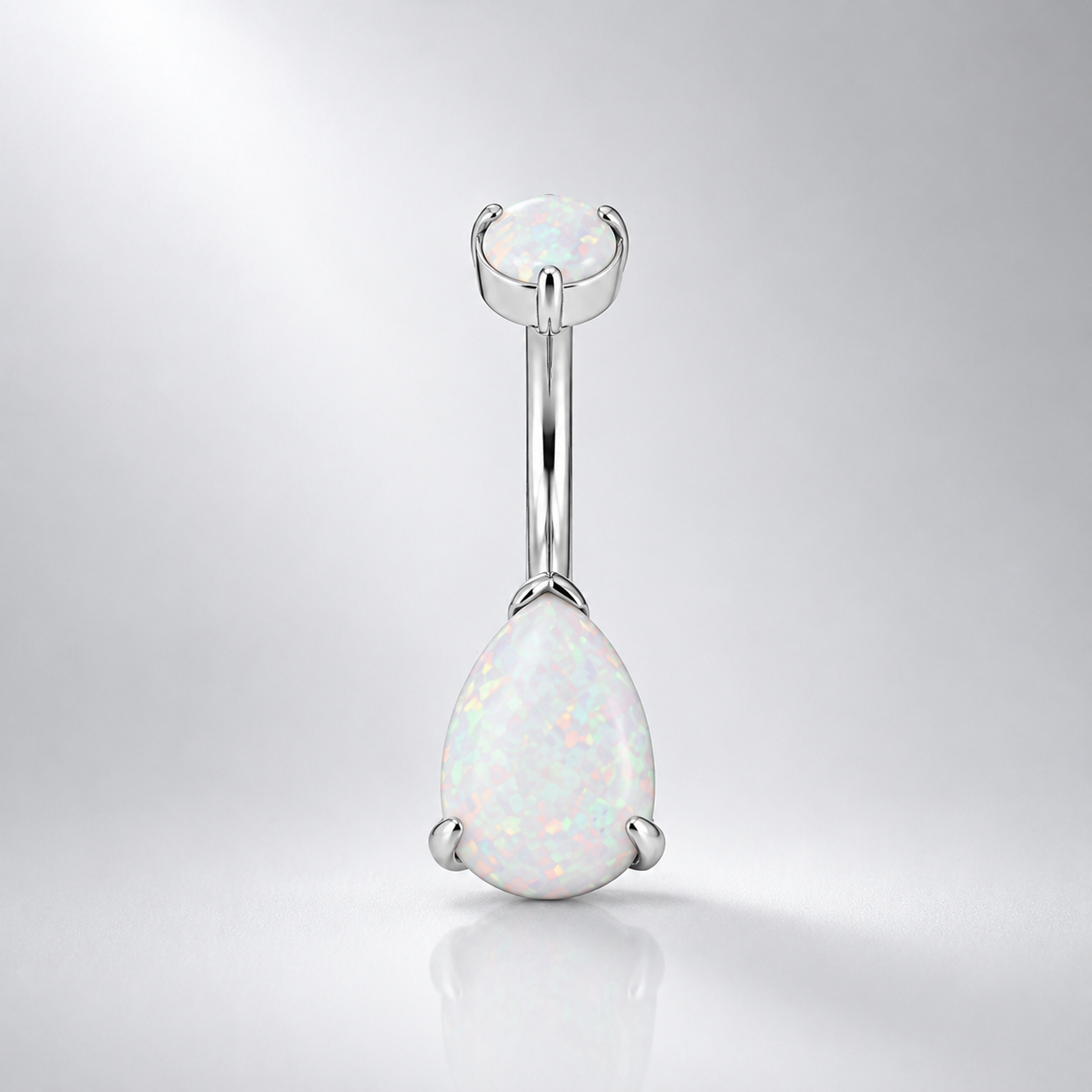 Teardrop Double Opal Titanium Belly Ring