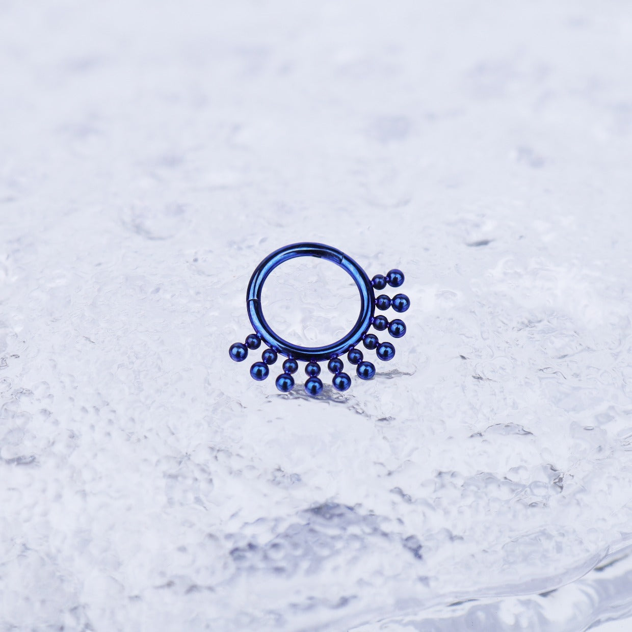 Sun Burst Titanium Segment Hoop - Sun Burst Titanium Segment Hoop - Deep Blue / Big by CRUXJEWELRY