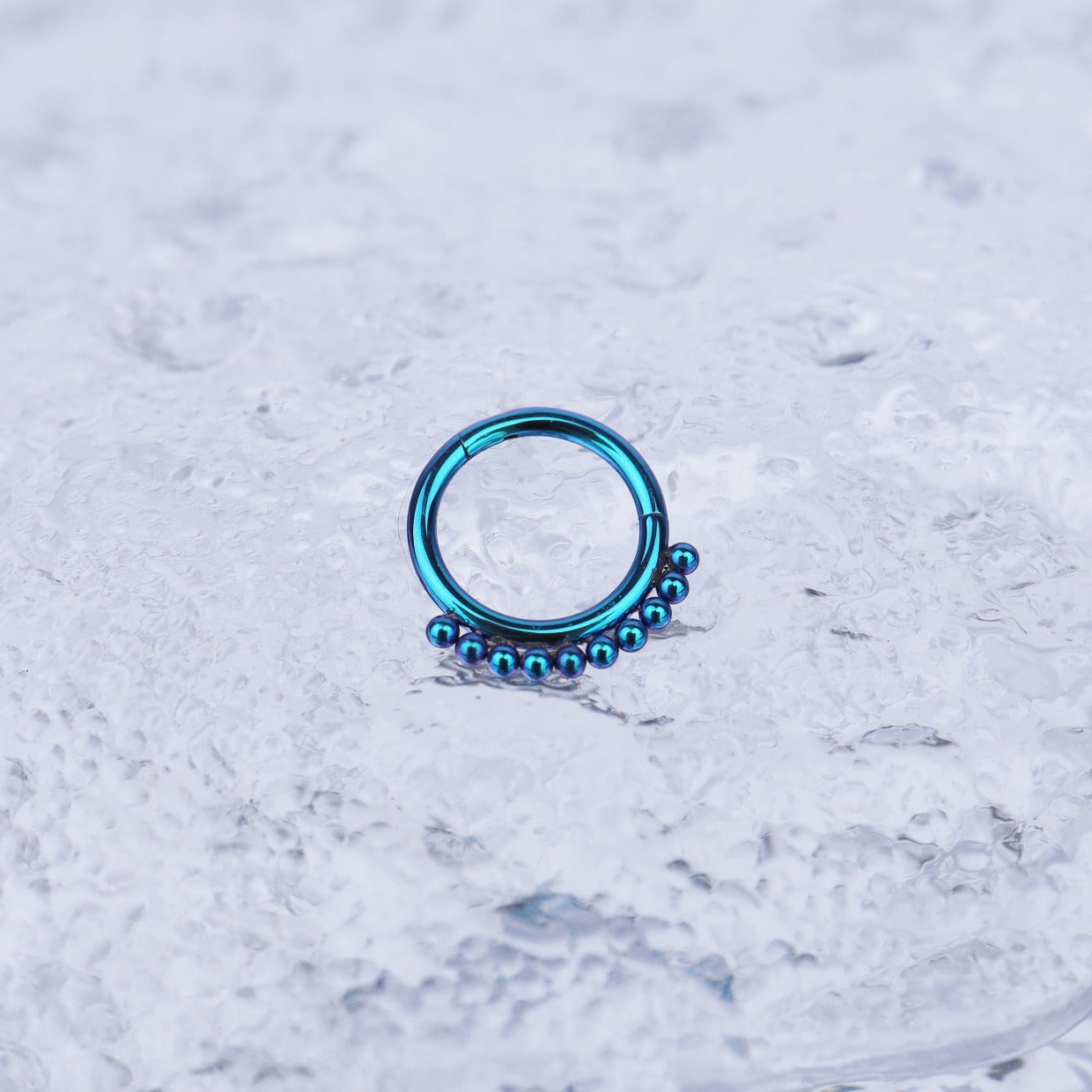 Sun Burst Titanium Segment Hoop - Sun Burst Titanium Segment Hoop - Cyan / Small by CRUXJEWELRY