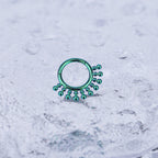 Sun Burst Titanium Segment Hoop - Sun Burst Titanium Segment Hoop - Emerald Green / Big by CRUXJEWELRY