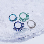 Sun Burst Titanium Segment Hoop - Sun Burst Titanium Segment Hoop - Sliver / Big by CRUXJEWELRY