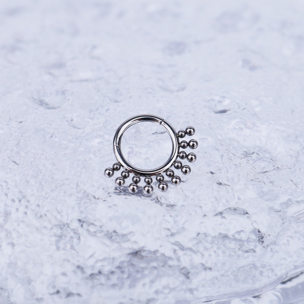 Sun Burst Titanium Segment Hoop - Sun Burst Titanium Segment Hoop - Sliver / Big by CRUXJEWELRY