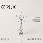 Bauchnabelpiercing mit Pentagramm und Zirkonia aus 925er Sterlingsilber 