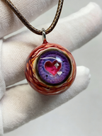 Amethyst Love Heart Eyeball Pendant | Creepy Cute Gothic Handmade Jewelry（1PCS）