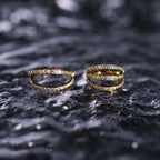 16G Titanium Clicker Ring with Triple/Double CZ - 16G Titanium Clicker Ring with Triple/Double CZ - Gold / Double-Layer / 8mm by CRUXJEWELRY