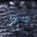 16G Titanium Clicker Ring with Triple/Double CZ - 16G Titanium Clicker Ring with Triple/Double CZ - Ocean Blue / Double-Layer / 8mm by CRUXJEWELRY