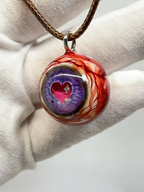 Amethyst Love Heart Eyeball Pendant | Creepy Cute Gothic Handmade Jewelry（1PCS）