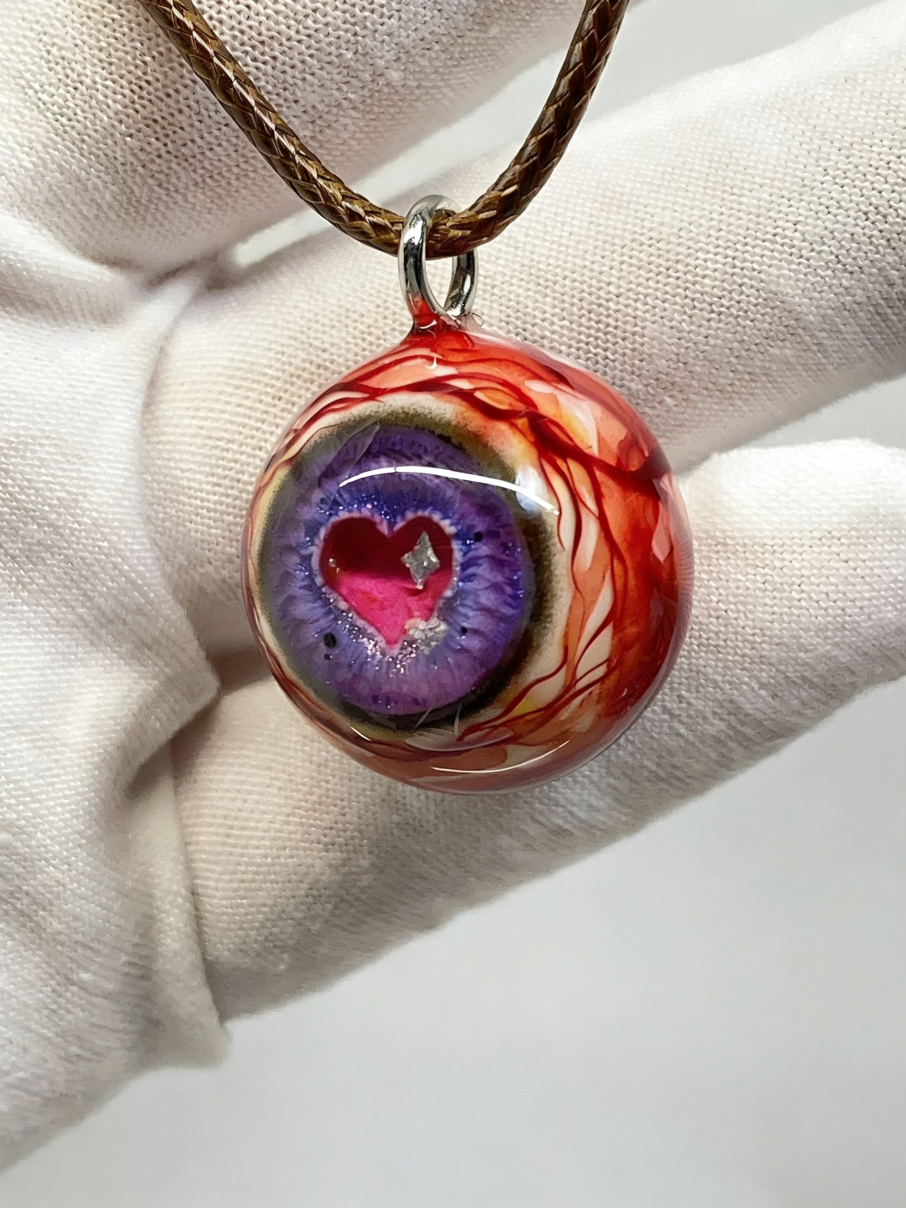 Amethyst Love Heart Eyeball Pendant | Creepy Cute Gothic Handmade Jewelry（1PCS）