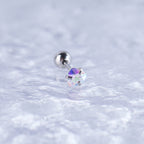 Iridescent Heart CZ Stainless Steel Ball-Back Studs - Iridescent Heart CZ Stainless Steel Ball-Back Studs - AB Coating by CRUXJEWELRY