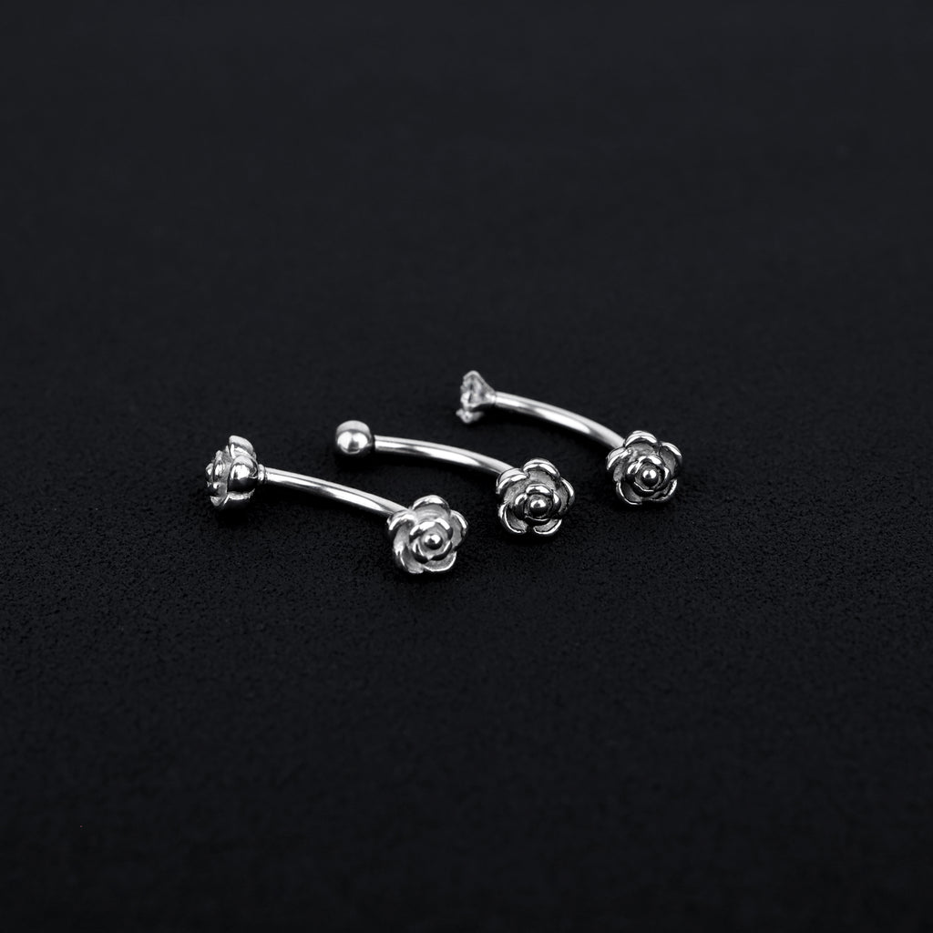 Rose Series Internally Threaded Stainless Steel Eyebrow Studs - Rose Series Internally Threaded Stainless Steel Eyebrow Studs - Rose-Ball by CRUXJEWELRY