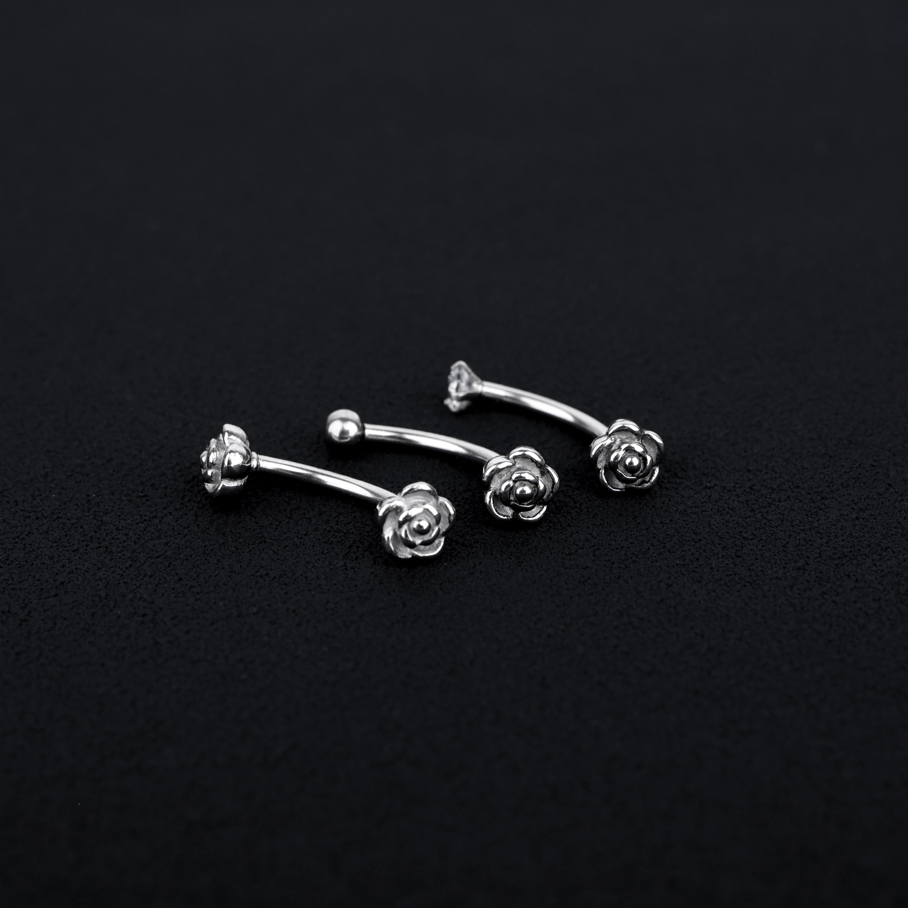 Rose Series Internally Threaded Stainless Steel Eyebrow Studs - Rose Series Internally Threaded Stainless Steel Eyebrow Studs - Rose-Ball by CRUXJEWELRY