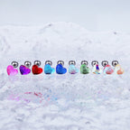 Rainbow Heart Crystal Stainless Steel Ear Studs - Rainbow Heart Crystal Stainless Steel Ear Studs - White / 0.8mm/20G by CRUXJEWELRY
