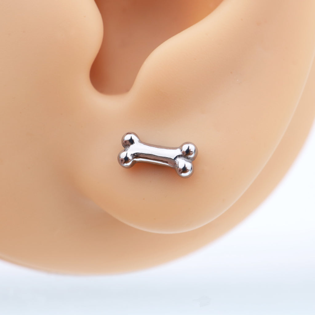 Cute Mini Bone Stainless Steel Internally Threaded Lip Ring - Cute Mini Bone Stainless Steel Internally Threaded Lip Ring - White / 6mm by CRUXJEWELRY