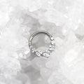 Square-Shaped Rainbow CZ Titanium Segment Hoop - Square-Shaped Rainbow CZ Titanium Segment Hoop - White by CRUXJEWELRY