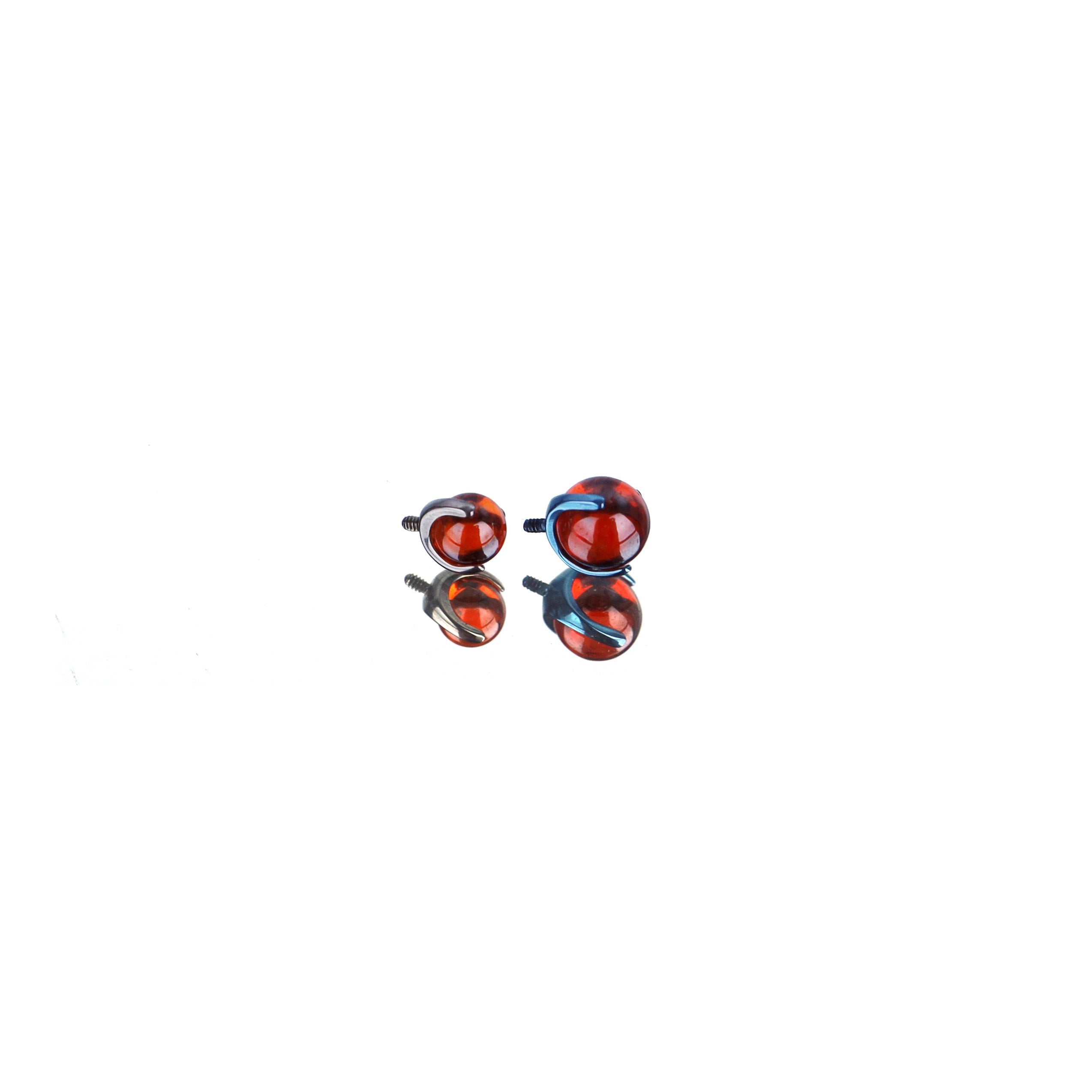 Rainbow CZ Basic ball Titanium Internally Threaded barbell stud - Rainbow CZ Basic ball Titanium Internally Threaded barbell stud - Red / 4mm / 10mm by CRUXJEWELRY