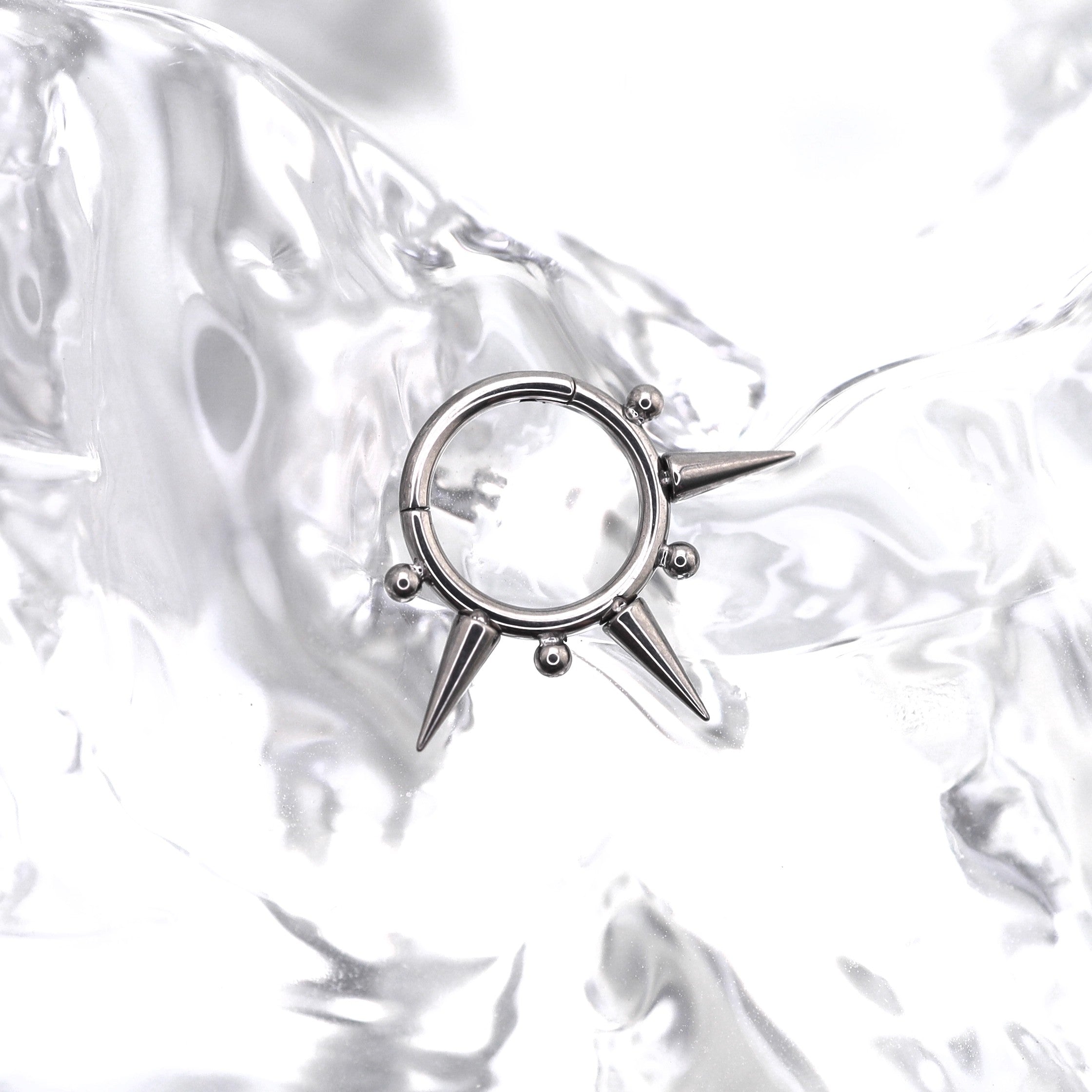 Rainbow Spike Segment Septum Ring - Rainbow Spike Segment Septum Ring - Silver / 8 mm by CRUXJEWELRY