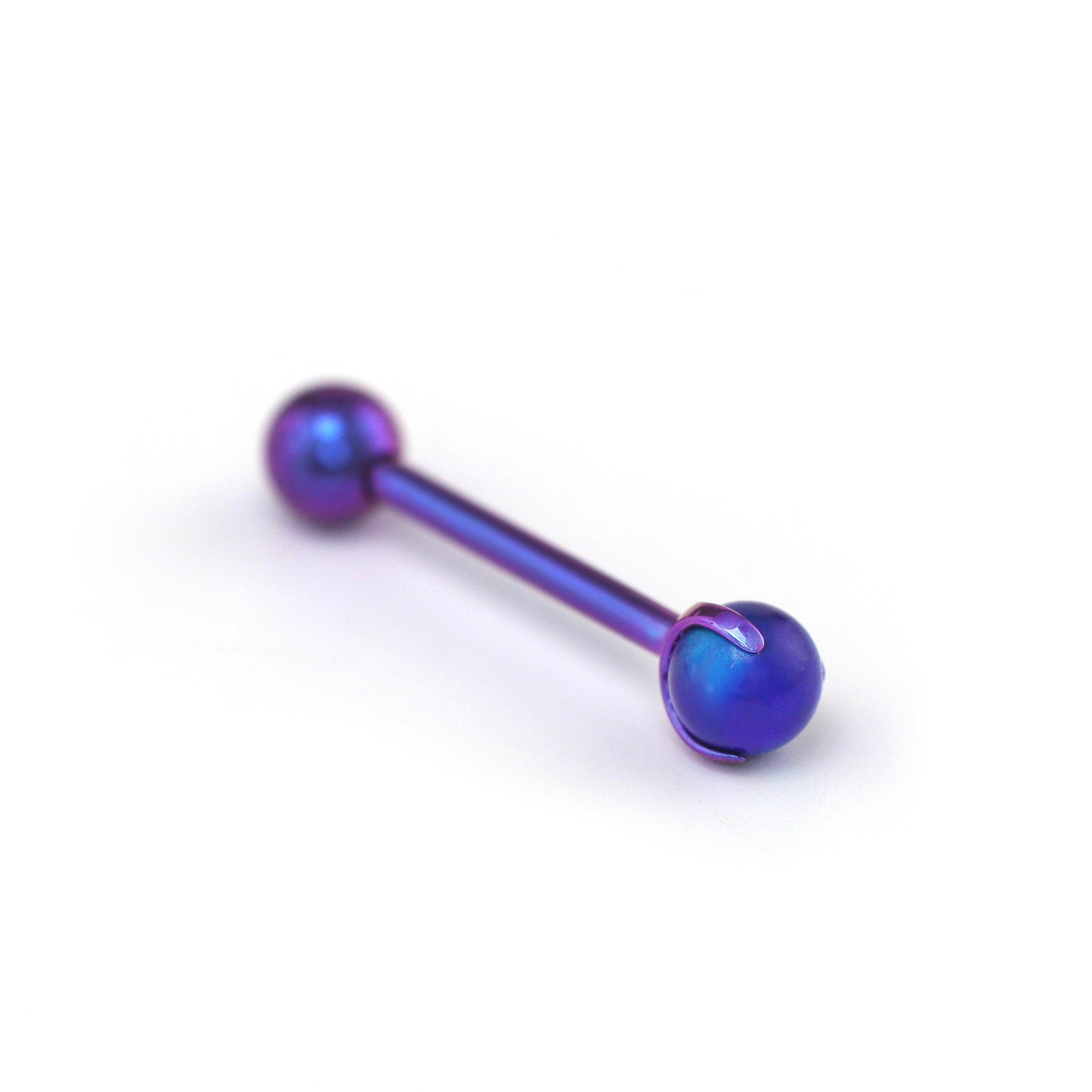 Claw Opal Internally Threaded Titanium Barbell Tongue Stud - Claw Opal Internally Threaded Titanium Barbell Tongue Stud - Abyss Purple / 4mm by CRUXJEWELRY
