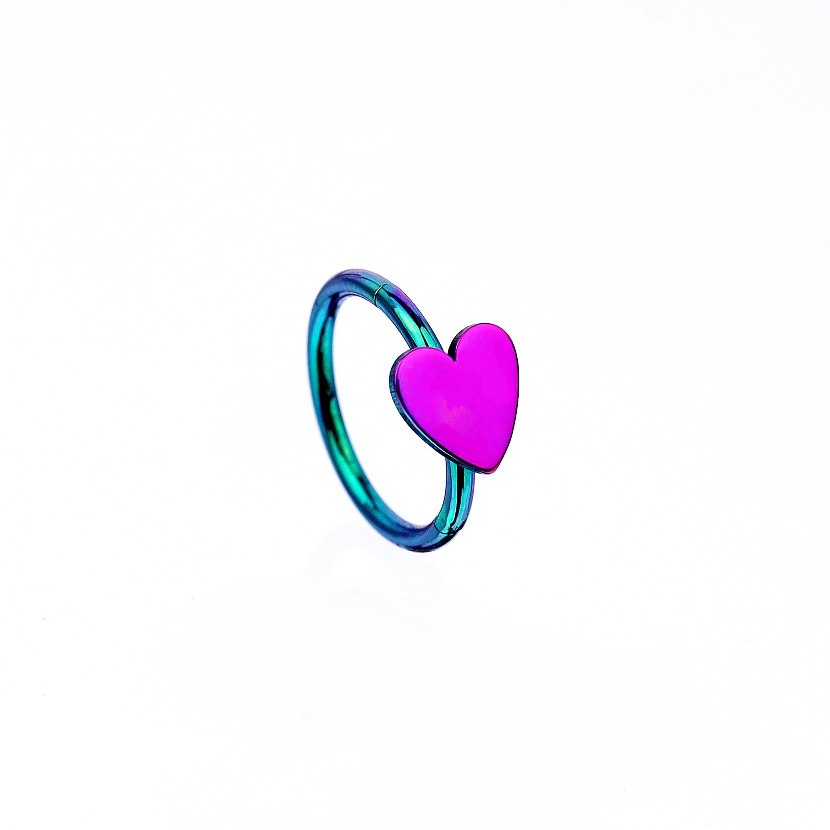 16G Titanium Heart Clicker Ring - 16G Titanium Heart Clicker Ring - Blue-Purple Gradient / 8mm by CRUXJEWELRY