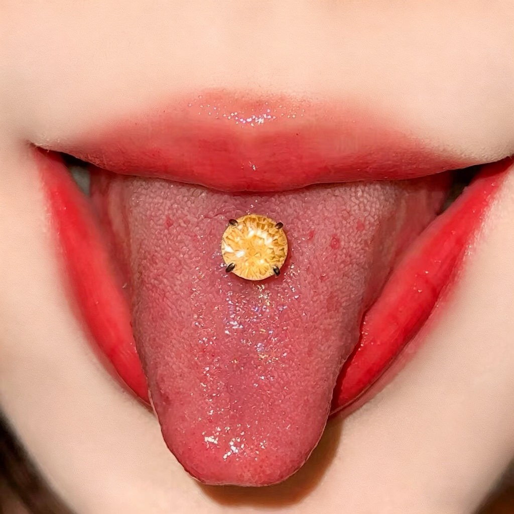 Dazzling Firework Cut 6mm CZ Tongue Ring - Drink-Safe Titanium Barbell