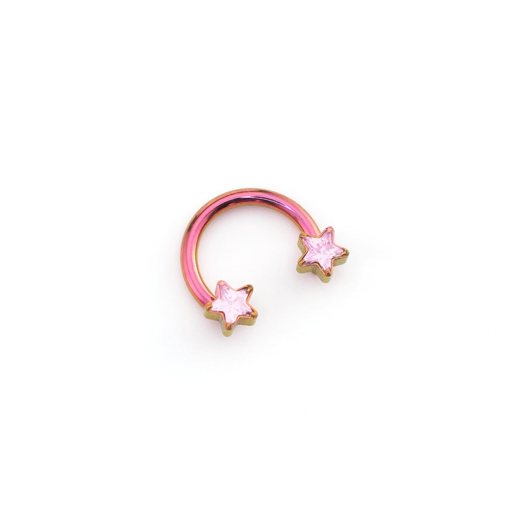 Star Shaped CZ Titanium Horseshoe Ring - Star Shaped CZ Titanium Horseshoe Ring - Pink / 6mm by CRUXJEWELRY