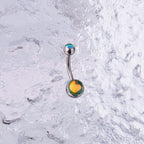 Colorful Epoxy Resin Stainless steel Belly Ring - Colorful Epoxy Resin Stainless steel Belly Ring - Green by CRUXJEWELRY