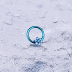 Iridescent Six-Flower Septum Clicker - Iridescent Six-Flower Septum Clicker - Blue by CRUXJEWELRY